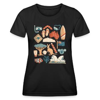 Australie - T-shirt sport Femme - noir - Devant - AI Model Female 172 light (172cm)