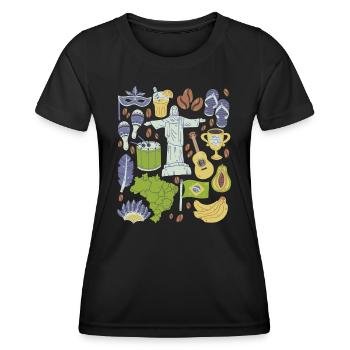Brasilien - Frauen Funktions-T-Shirt - Schwarz - Vorne - AI Model Female 172 light (172cm)