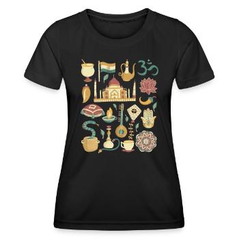 Inde - T-shirt sport Femme - noir - Devant - AI Model Female 172 light (172cm)