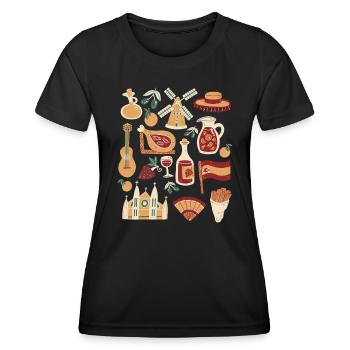 Spanien - Frauen Funktions-T-Shirt - Schwarz - Vorne - AI Model Female 172 light (172cm)