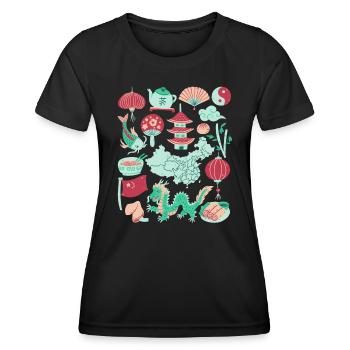 Chine - T-shirt sport Femme - noir - Devant - AI Model Female 172 light (172cm)