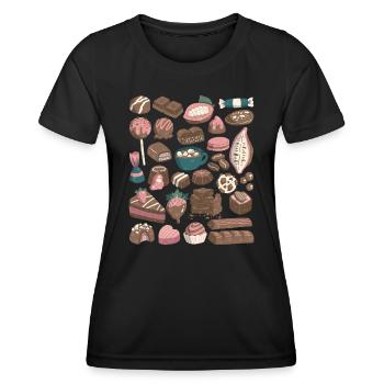 Chocolat - cacao, pralines, chocolat - T-shirt sport Femme - noir - Devant - AI Model Female 172 light (172cm)