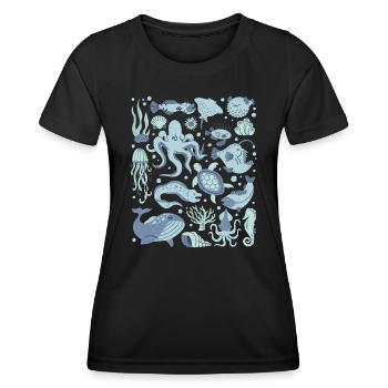 Poisson d’eau profonde Poulpe Poisson-grenouille Poisson-lanterne - T-shirt sport Femme - noir - Devant - AI Model Female 172 light (172cm)