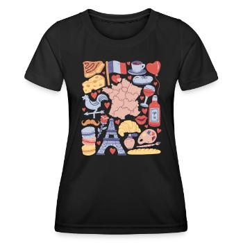 Frankreich Paris Europa Eiffelturm Liebe - Frauen Funktions-T-Shirt - Schwarz - Vorne - AI Model Female 172 light (172cm)