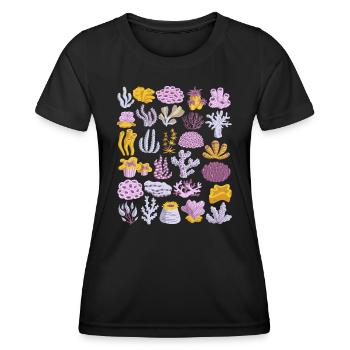 Coral Doodle Récif corallien Récif d’eau de mer - T-shirt sport Femme - noir - Devant - AI Model Female 172 light (172cm)
