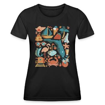 Florida Doodles USA Miami Orlando Amerika - Frauen Funktions-T-Shirt - Schwarz - Vorne - AI Model Female 172 light (172cm)