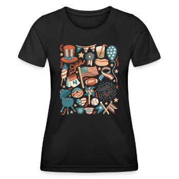 USA 4th of July Independence Day Amerika - Frauen Funktions-T-Shirt - Schwarz - Vorne - AI Model Female 172 light (172cm)