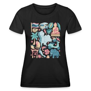 Thailand - Frauen Funktions-T-Shirt - Schwarz - Vorne - AI Model Female 172 light (172cm)