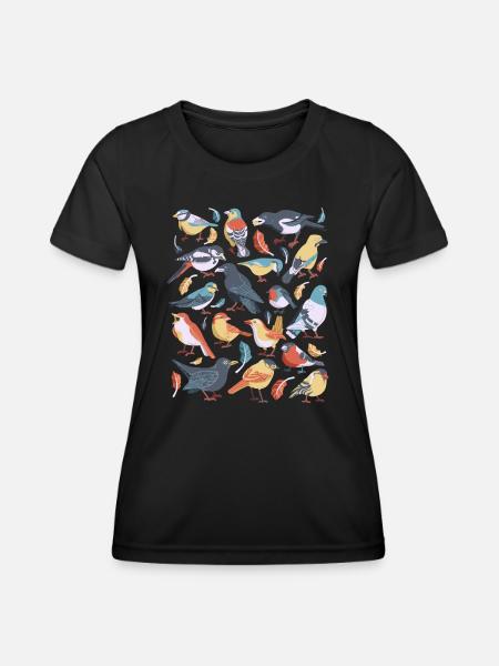 Vögel - Funktionsshirt til damer - sort