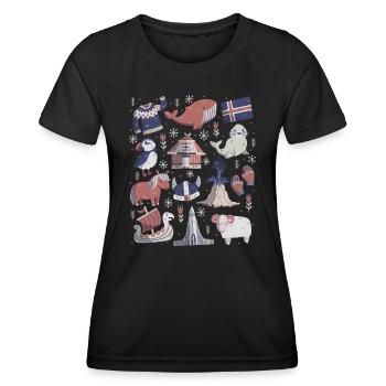 Island - Frauen Funktions-T-Shirt - Schwarz - Vorne - AI Model Female 172 light (172cm)