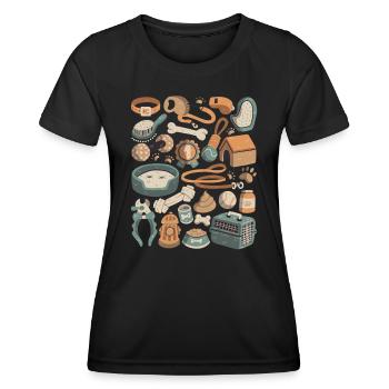 Dog Grooming Doodles Dog Pet Leash Food - Women's Functional T-Shirt - black - Front - AI Model Female 172 light (172cm)