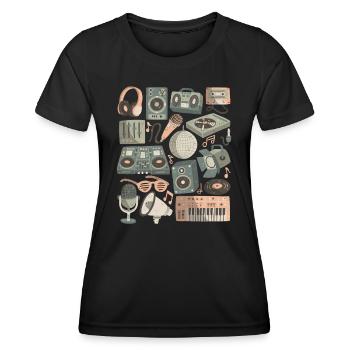 DJ Doodles Club Party Disco Nachtleben Clubbing - Frauen Funktions-T-Shirt - Schwarz - Vorne - AI Model Female 172 light (172cm)