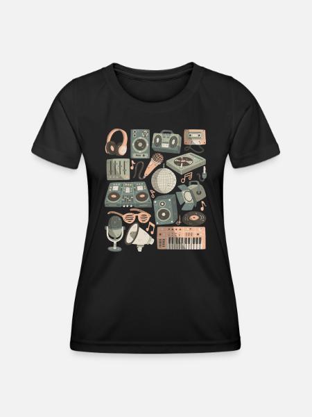 DJ Doodles Club Party Disco Nightlife Clubbing - Women's Functional T-Shirt - black