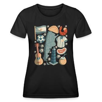 Argentine - T-shirt sport Femme - noir - Devant - AI Model Female 172 light (172cm)