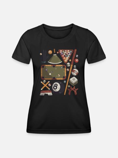 Billard - Frauen Funktions-T-Shirt - Schwarz
