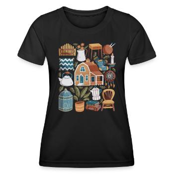 Cottage Maison de Campagne Hygge - T-shirt sport Femme - noir - Devant - AI Model Female 172 light (172cm)