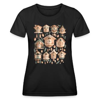 Horloges à coucou - T-shirt sport Femme - noir - Devant - AI Model Female 172 light (172cm)