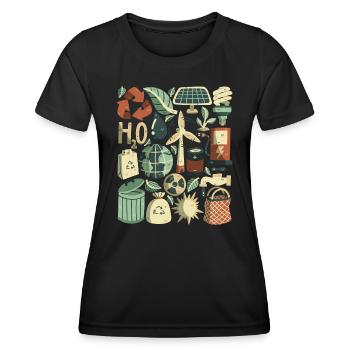 Ökologie, Umweltschutz und Nachhaltigkeit - Frauen Funktions-T-Shirt - Schwarz - Vorne - AI Model Female 172 light (172cm)