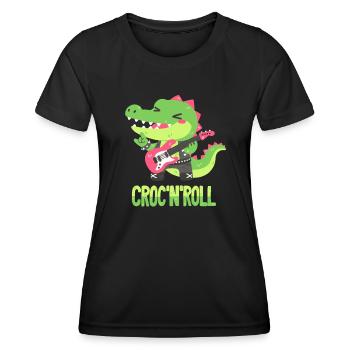 Rocker Crocodile - Pun - Women's Functional T-Shirt - black - Front - AI Model Female 172 light (172cm)