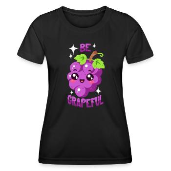 Grateful Grape, Gratitude, Grapes - Women's Functional T-Shirt - black - Front - AI Model Female 172 light (172cm)