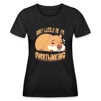 Capybara méditant - T-shirt sport Femme - noir - Devant - AI Model Female 172 light (172cm)