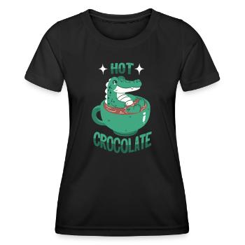 Crocodile au cacao - T-shirt sport Femme - noir - Devant - AI Model Female 172 light (172cm)