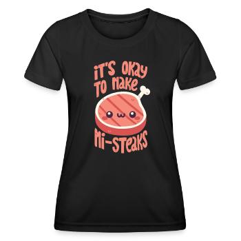 Steak Wortwitz - Frauen Funktions-T-Shirt - Schwarz - Vorne - AI Model Female 172 light (172cm)