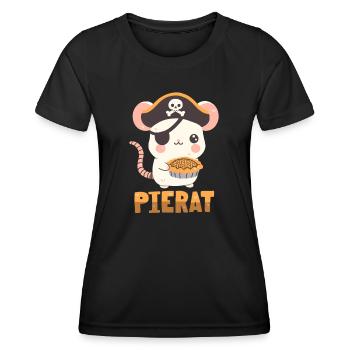 Piraten-Ratte mit Kuchen - Frauen Funktions-T-Shirt - Schwarz - Vorne - AI Model Female 172 light (172cm)