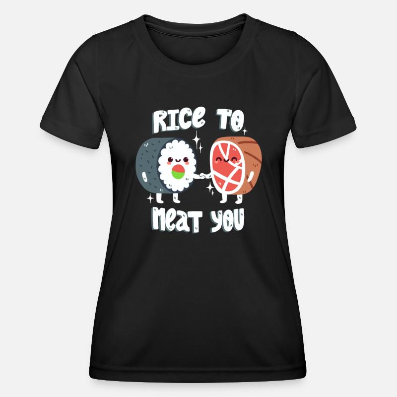Sushi and Meat Pun - Women's Functional T-Shirt - black