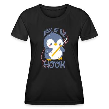 Crochet Penguin : Journée du crochet - T-shirt sport Femme - noir - Devant - AI Model Female 172 light (172cm)