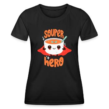 Soupe de super-héros - T-shirt sport Femme - noir - Devant - AI Model Female 172 light (172cm)
