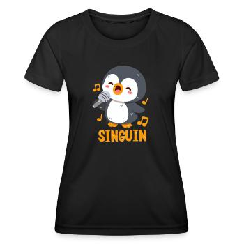 Singing Penguin: Singuin - Women's Functional T-Shirt - black - Front - AI Model Female 172 light (172cm)