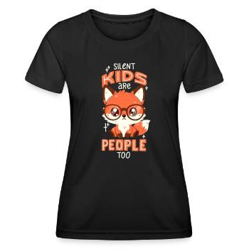 Renard timide - T-shirt sport Femme - noir - Devant - AI Model Female 172 light (172cm)