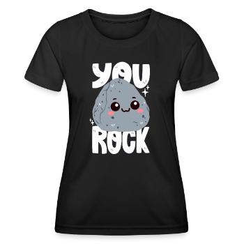Du rockst! Stein-Wortwitz - Frauen Funktions-T-Shirt - Schwarz - Vorne - AI Model Female 172 light (172cm)