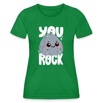 Du rockst! Stein-Wortwitz - Frauen Funktions-T-Shirt - Kelly Green - Vorne - AI Model Female 172 dark (172cm)