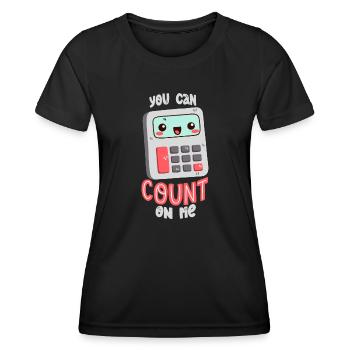 Jeu de mots sur la calculatrice - T-shirt sport Femme - noir - Devant - AI Model Female 172 light (172cm)