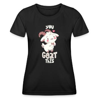 Ziegen-Wortwitz - Frauen Funktions-T-Shirt - Schwarz - Vorne - AI Model Female 172 light (172cm)