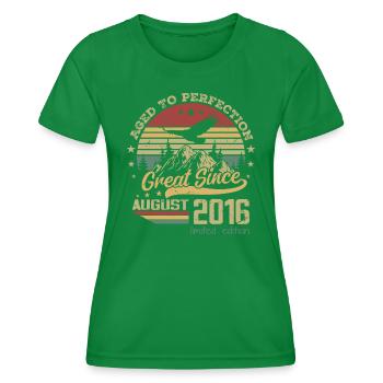 8 years Old Aged to Perfection born in August 2016 - Women's Functional T-Shirt - kelly green - Front - AI Model Female 172 dark (172cm)