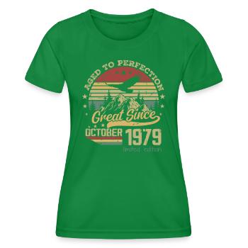 45 Jahre alt Bis zur Perfektion gealtert geboren: Oktober 1979 - Frauen Funktions-T-Shirt - Kelly Green - Vorne - AI Model Female 172 dark (172cm)