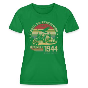 80 Years Old Aged to Perfection Born: November 1944 - Women's Functional T-Shirt - kelly green - Front - AI Model Female 172 dark (172cm)