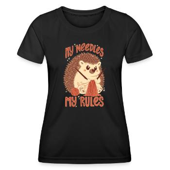 Mes aiguilles, mes règles - T-shirt sport Femme - noir - Devant - AI Model Female 172 light (172cm)