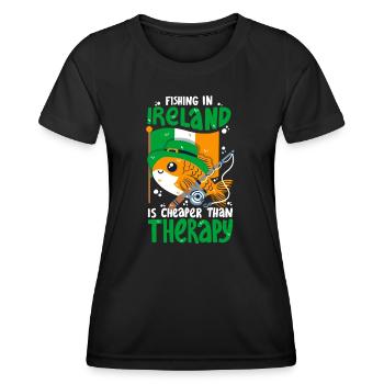 La pêche en Irlande est moins chère que la thérapie - T-shirt sport Femme - noir - Devant - AI Model Female 172 light (172cm)