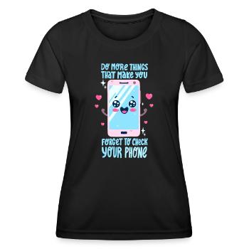 Smartphone Dire - T-shirt sport Femme - noir - Devant - AI Model Female 172 light (172cm)