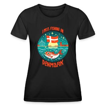 Pêche au Danemark - T-shirt sport Femme - noir - Devant - AI Model Female 172 light (172cm)