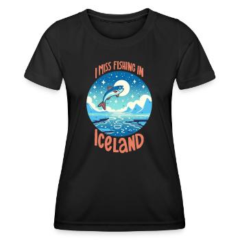 Pêche en Islande - T-shirt sport Femme - noir - Devant - AI Model Female 172 light (172cm)