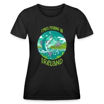 Pêche en Irlande - T-shirt sport Femme - noir - Devant - AI Model Female 172 light (172cm)