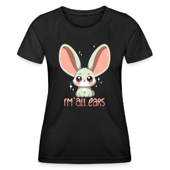 Hase: Ich bin ganz Ohr! - Frauen Funktions-T-Shirt - Schwarz - Vorne - AI Model Female 172 light (172cm)
