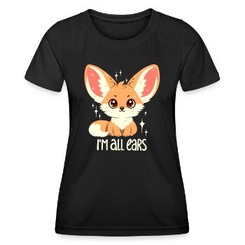 Wüstenfuchs: Ich bin ganz Ohr! - Frauen Funktions-T-Shirt - Schwarz - Vorne - AI Model Female 172 light (172cm)