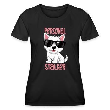 Personal Stalker – Westie avec style - T-shirt sport Femme - noir - Devant - AI Model Female 172 light (172cm)