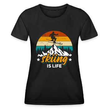 Le ski, c’est la vie - Ski, Après-ski, Sports d’hiver - T-shirt sport Femme - noir - Devant - AI Model Female 172 light (172cm)